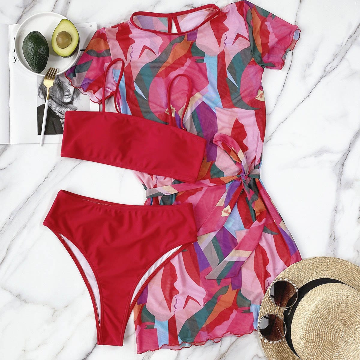 Showlu Fashion Store 0 Trendy Trio Bikini Set & Cover-Up