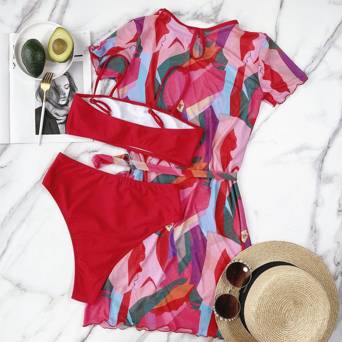 Showlu Fashion Store 0 Trendy Trio Bikini Set & Cover-Up