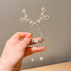 Showlu Fashion Store 0 TS-3262-1 New Angel Wings Pearl Rhinestone Tassel Pill Head Ponytail Buckle Hair Clip Female Korean Hair Card Hair Accessories