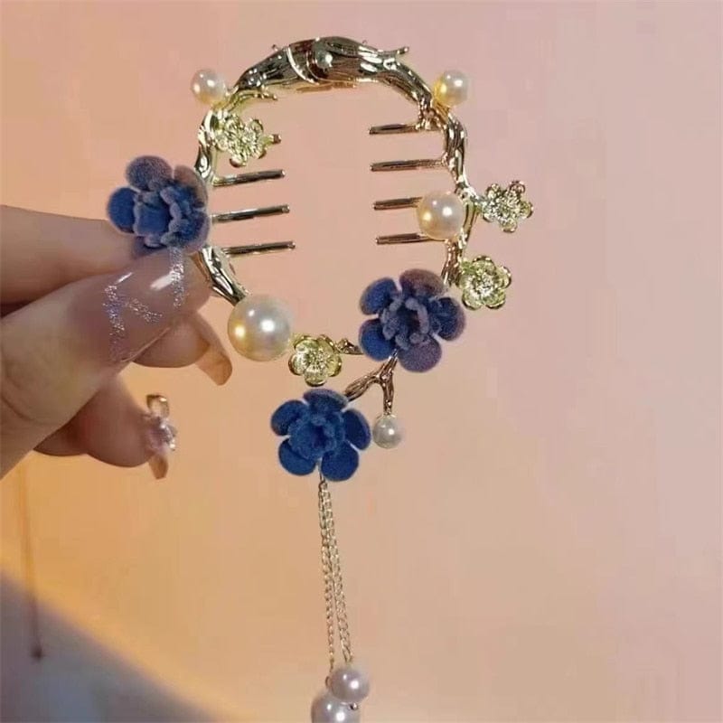 Showlu Fashion Store 0 TS5527-10 New Angel Wings Pearl Rhinestone Tassel Pill Head Ponytail Buckle Hair Clip Female Korean Hair Card Hair Accessories