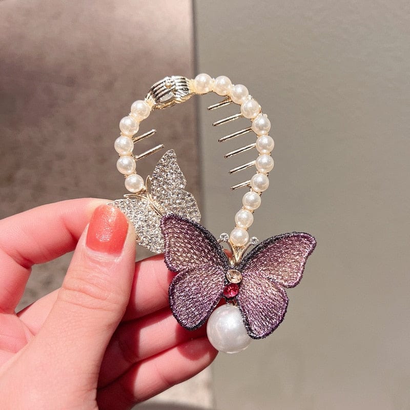 Showlu Fashion Store 0 TS5527-13 New Angel Wings Pearl Rhinestone Tassel Pill Head Ponytail Buckle Hair Clip Female Korean Hair Card Hair Accessories