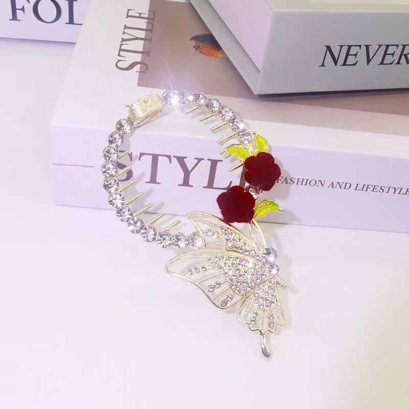 Showlu Fashion Store 0 TS5527-15 New Angel Wings Pearl Rhinestone Tassel Pill Head Ponytail Buckle Hair Clip Female Korean Hair Card Hair Accessories