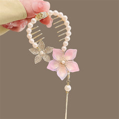 Showlu Fashion Store 0 TS5527-17 New Angel Wings Pearl Rhinestone Tassel Pill Head Ponytail Buckle Hair Clip Female Korean Hair Card Hair Accessories