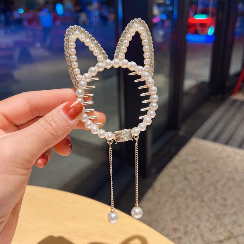 Showlu Fashion Store 0 TS5527-19 New Angel Wings Pearl Rhinestone Tassel Pill Head Ponytail Buckle Hair Clip Female Korean Hair Card Hair Accessories