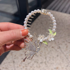 Showlu Fashion Store 0 TS5527-25 New Angel Wings Pearl Rhinestone Tassel Pill Head Ponytail Buckle Hair Clip Female Korean Hair Card Hair Accessories