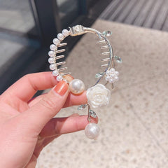 Showlu Fashion Store 0 TS5527-27 New Angel Wings Pearl Rhinestone Tassel Pill Head Ponytail Buckle Hair Clip Female Korean Hair Card Hair Accessories