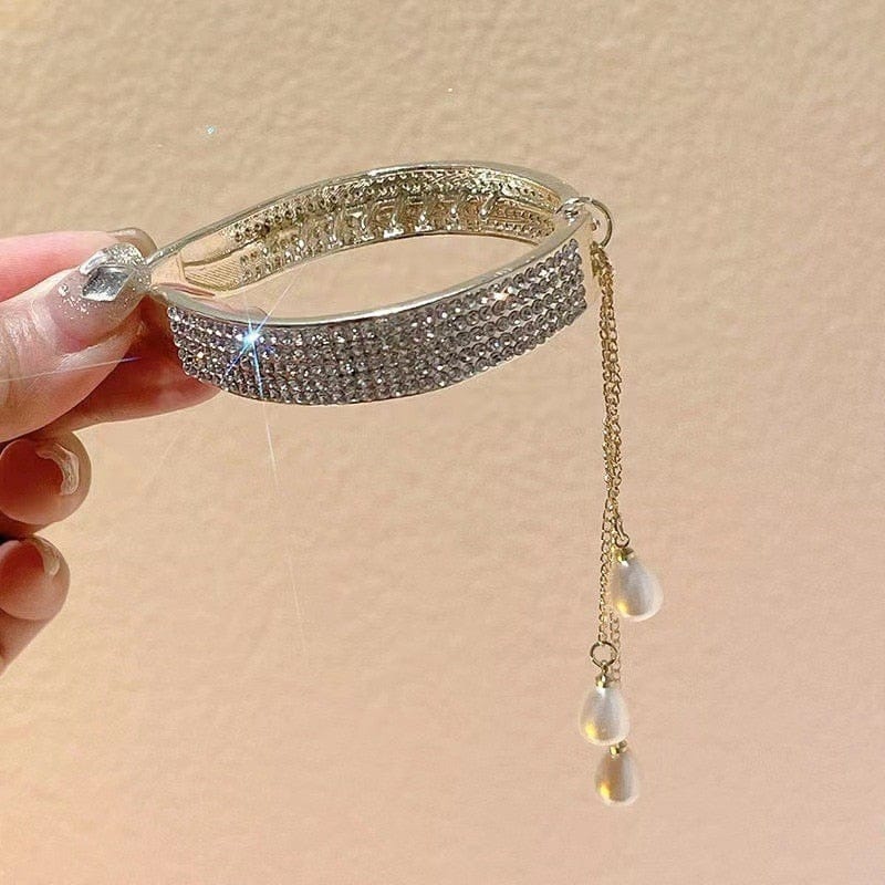 Showlu Fashion Store 0 TS5527-28 New Angel Wings Pearl Rhinestone Tassel Pill Head Ponytail Buckle Hair Clip Female Korean Hair Card Hair Accessories