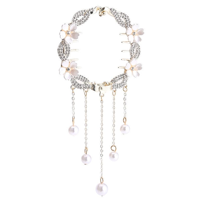 Showlu Fashion Store 0 TS5527-32 New Angel Wings Pearl Rhinestone Tassel Pill Head Ponytail Buckle Hair Clip Female Korean Hair Card Hair Accessories