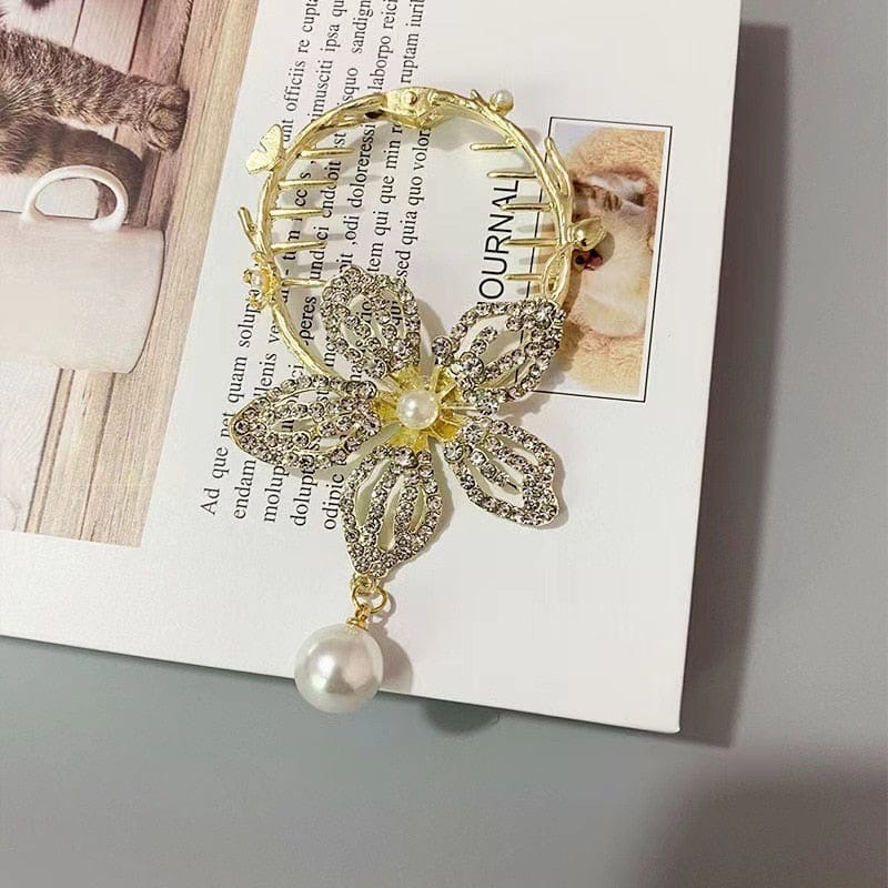 Showlu Fashion Store 0 TS5527-36 New Angel Wings Pearl Rhinestone Tassel Pill Head Ponytail Buckle Hair Clip Female Korean Hair Card Hair Accessories