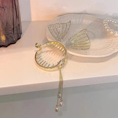 Showlu Fashion Store 0 TS5527-40 New Angel Wings Pearl Rhinestone Tassel Pill Head Ponytail Buckle Hair Clip Female Korean Hair Card Hair Accessories