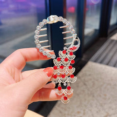 Showlu Fashion Store 0 TS5527-43 New Angel Wings Pearl Rhinestone Tassel Pill Head Ponytail Buckle Hair Clip Female Korean Hair Card Hair Accessories