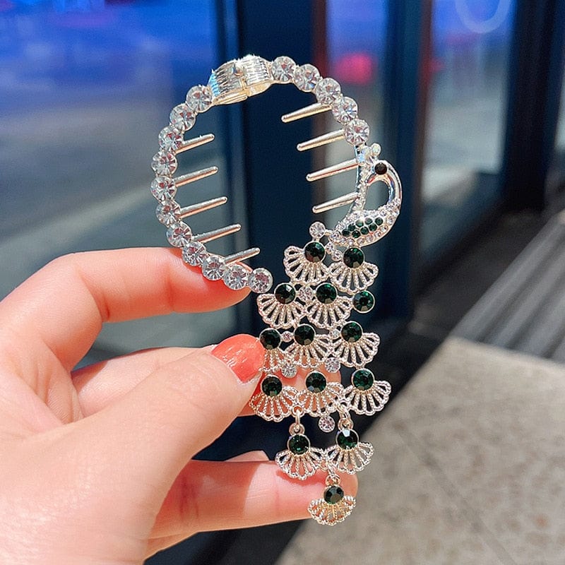 Showlu Fashion Store 0 TS5527-44 New Angel Wings Pearl Rhinestone Tassel Pill Head Ponytail Buckle Hair Clip Female Korean Hair Card Hair Accessories