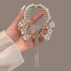 Showlu Fashion Store 0 TS5527-48 New Angel Wings Pearl Rhinestone Tassel Pill Head Ponytail Buckle Hair Clip Female Korean Hair Card Hair Accessories