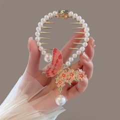 Showlu Fashion Store 0 TS5527-50 New Angel Wings Pearl Rhinestone Tassel Pill Head Ponytail Buckle Hair Clip Female Korean Hair Card Hair Accessories