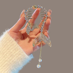 Showlu Fashion Store 0 TS5527-56 New Angel Wings Pearl Rhinestone Tassel Pill Head Ponytail Buckle Hair Clip Female Korean Hair Card Hair Accessories