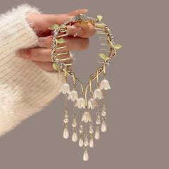 Showlu Fashion Store 0 TS5527-6 New Angel Wings Pearl Rhinestone Tassel Pill Head Ponytail Buckle Hair Clip Female Korean Hair Card Hair Accessories