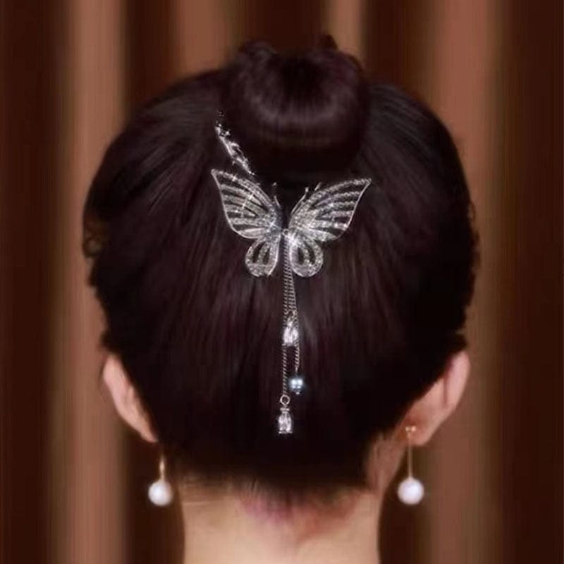 Showlu Fashion Store 0 TS5565-4 New Angel Wings Pearl Rhinestone Tassel Pill Head Ponytail Buckle Hair Clip Female Korean Hair Card Hair Accessories