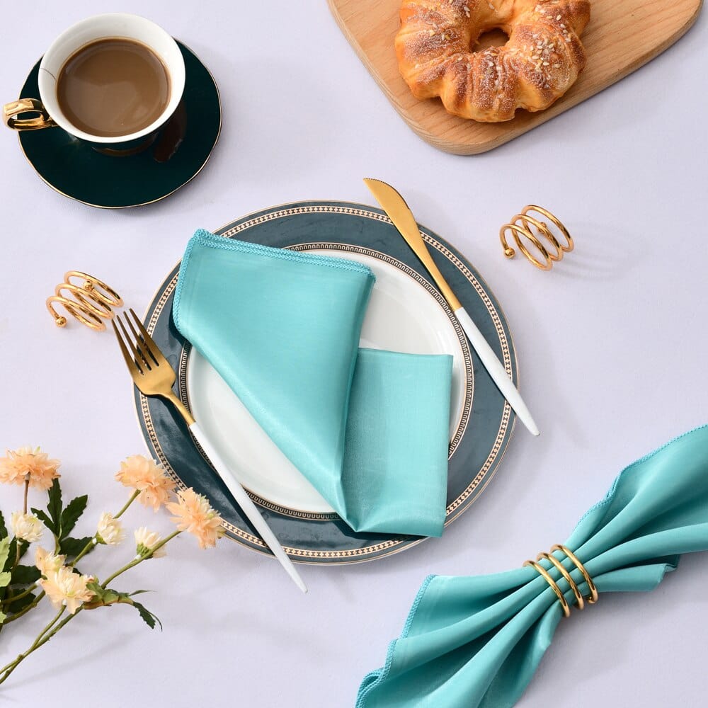 Showlu Fashion Store 0 Turquoise 50 Pcs Satin Table Napkins 12x12inches Square Dinner Napkins Washable Soft Table Napkins for Wedding Birthday Parties Decoration