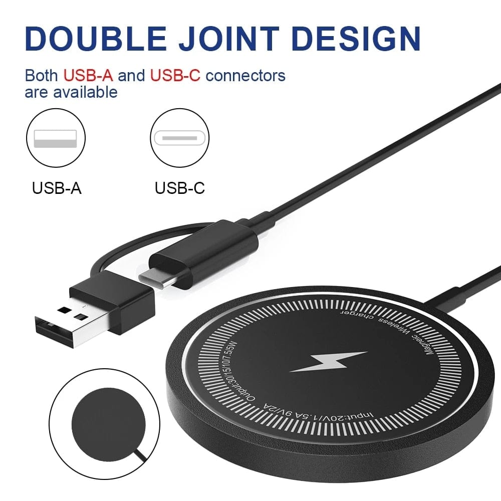 Showlu Fashion Store 0 Type C and USB A Magnetic Wireless Charger 15W