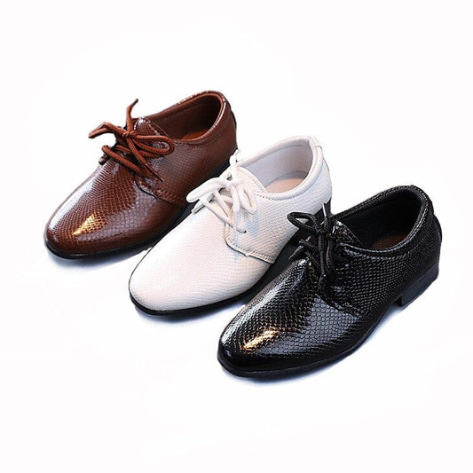 Showlu Fashion Store 0 ULKNN Boys&#39; Leather Shoes 2023 Spring Autumn New Kid&#39;s Lace-up Children&#39;s Single Shoes Students Black Performance Shoes 98