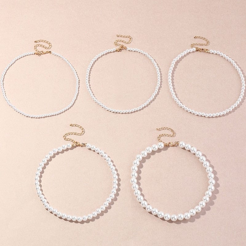 Showlu Fashion Store 0 Vintage Style Simple 6MM Pearl Chain Choker Necklace For Women Wedding Love Shell Pendant Necklace Fashion Jewelry Wholesale