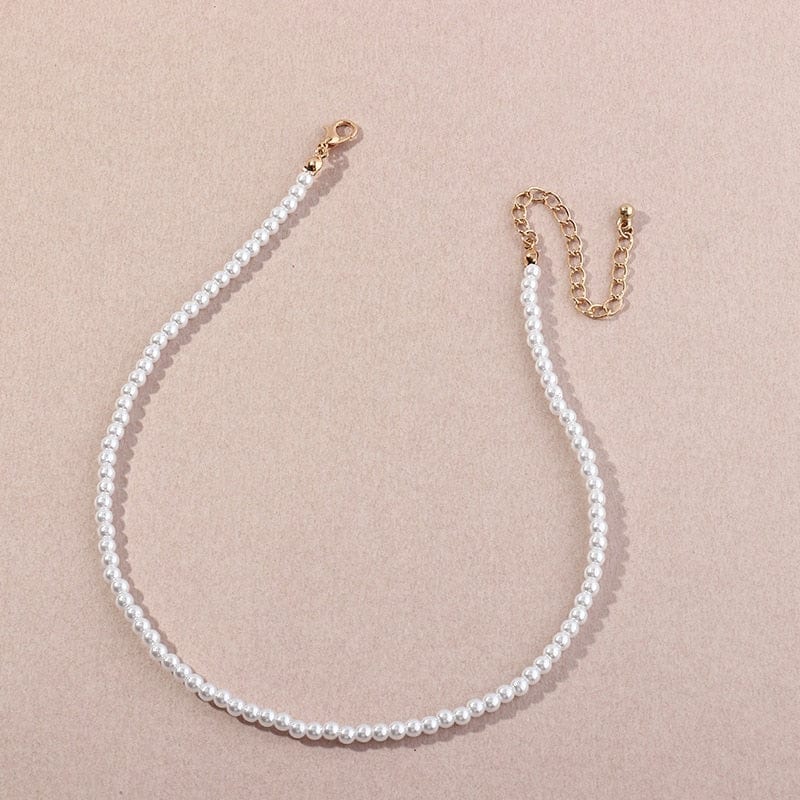 Showlu Fashion Store 0 Vintage Style Simple 6MM Pearl Chain Choker Necklace For Women Wedding Love Shell Pendant Necklace Fashion Jewelry Wholesale