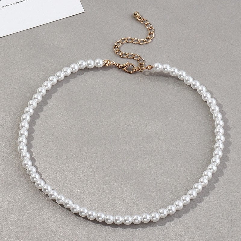 Showlu Fashion Store 0 Vintage Style Simple 6MM Pearl Chain Choker Necklace For Women Wedding Love Shell Pendant Necklace Fashion Jewelry Wholesale