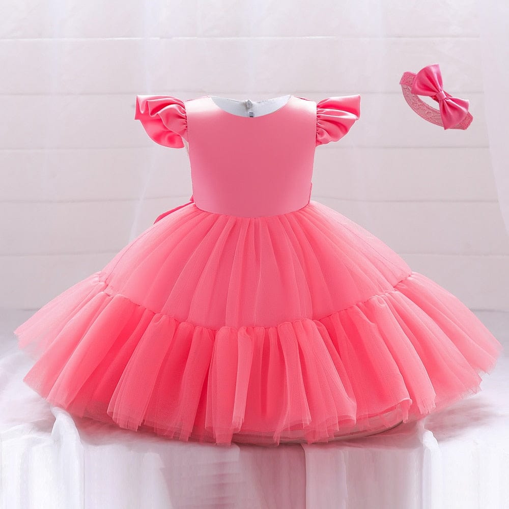 Showlu Fashion Store 0 watermelon / 3T 100 Summer Kids Girl Party Dresses Toddler Baby Baptism Dress For Girls 1 Years Birthday Wedding Clothes Princess Children Costume