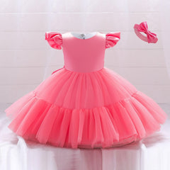 Showlu Fashion Store 0 watermelon / 3T 100 Summer Kids Girl Party Dresses Toddler Baby Baptism Dress For Girls 1 Years Birthday Wedding Clothes Princess Children Costume