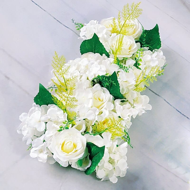 Showlu Fashion Store 0 White 2 Luxury Wedding Road Cited Flowers Rose Peony Hydrangea Mix DIY Arched Door Flower Row Window T Station Wedding Decoration