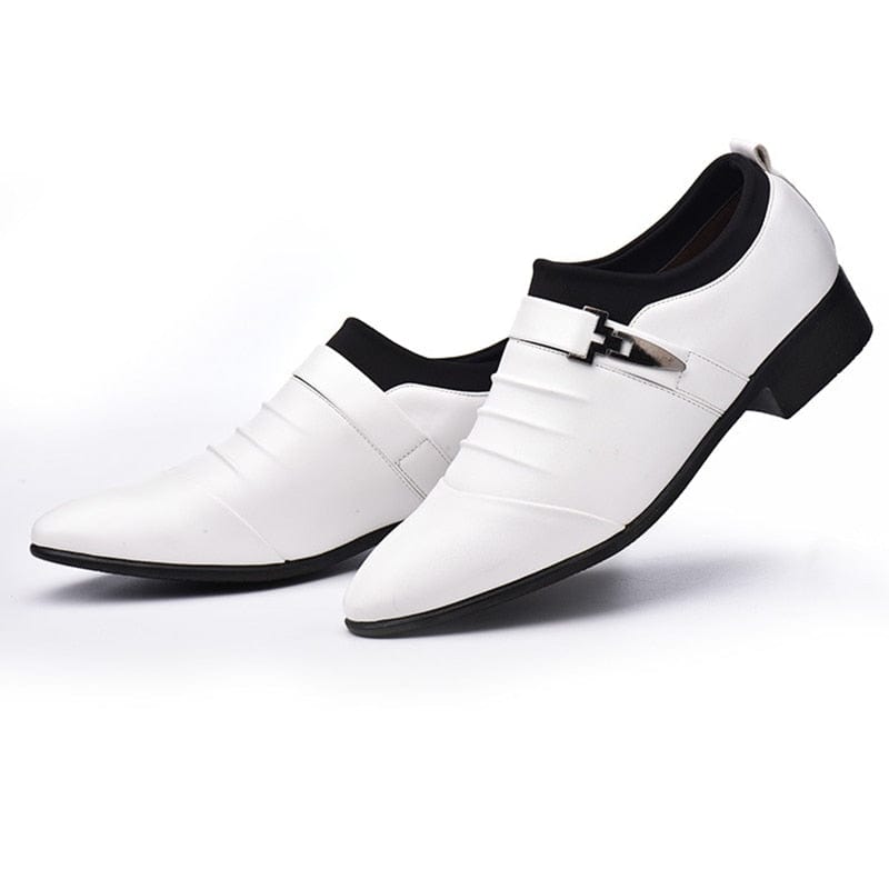 Showlu Fashion Store 0 White / 38 / China Classic Men Dress Shoes Slip on Black Leather Shoes for Men Plus Size Point Toe Business Casual Men Formal Shoes for Wedding