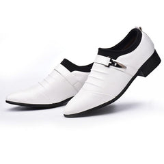 Showlu Fashion Store 0 White / 38 / China Classic Men Dress Shoes Slip on Black Leather Shoes for Men Plus Size Point Toe Business Casual Men Formal Shoes for Wedding