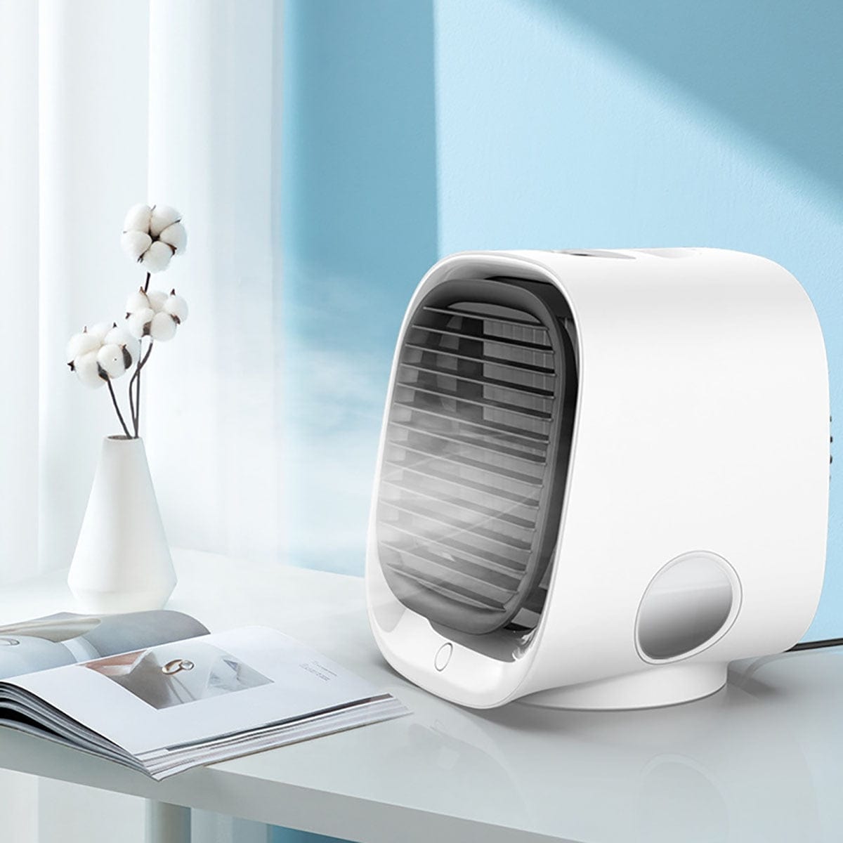 Showlu Fashion Store 0 White 5V Home Mini Portable Air Conditioner 3 Colors Light Conditioning Humidifier Purifier USB  Humidification Cooler with Water Tank