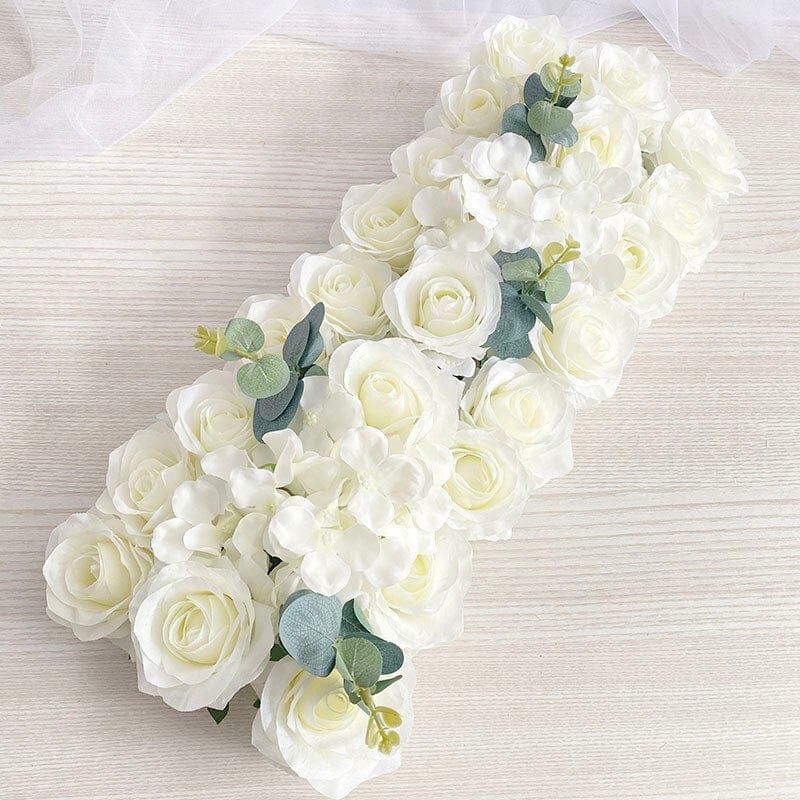 Showlu Fashion Store 0 White A Luxury Wedding Road Cited Flowers Rose Peony Hydrangea Mix DIY Arched Door Flower Row Window T Station Wedding Decoration