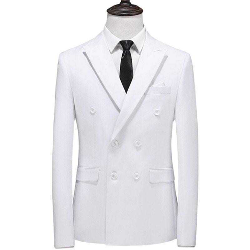 Showlu Fashion Store 0 White / Asia L(168cm-62kg) / China Plus Size 6XL-M Mens Double Breasted Blazer Classic New Solid Slim Fit Suit Jacket Formal Office Business Wedding Casual Blazers