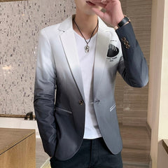 Showlu Fashion Store 0 White / Asian M 46-54KG Blazer Fot Men Spring New Male Gradient Suit Jacket Masculino Korean Style Slim Fit Casual Men Fashion Trend Dress Jacket