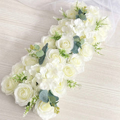 Showlu Fashion Store 0 White B Luxury Wedding Road Cited Flowers Rose Peony Hydrangea Mix DIY Arched Door Flower Row Window T Station Wedding Decoration