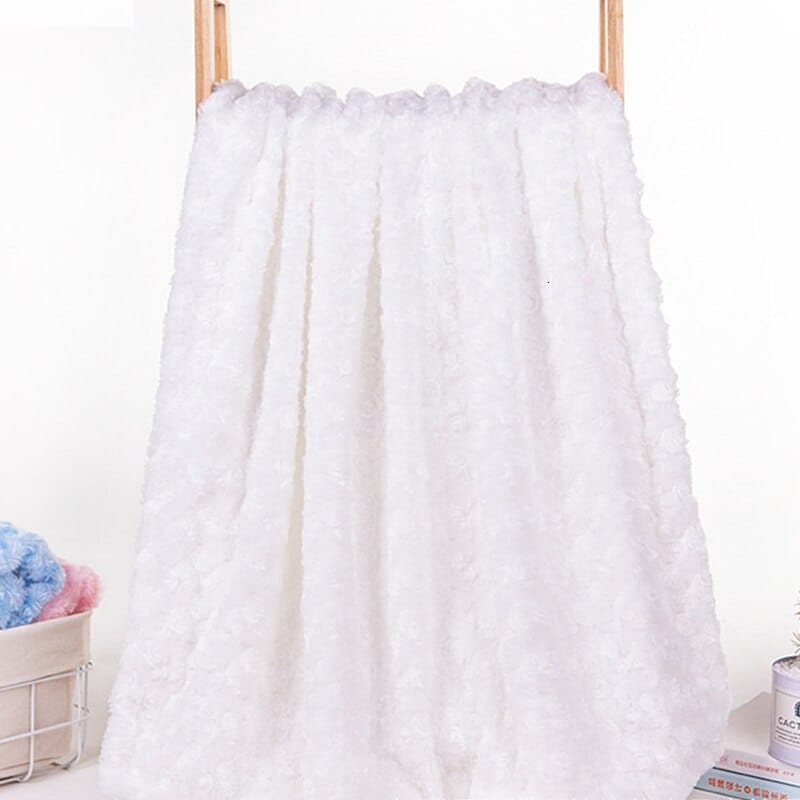 Showlu Fashion Store 0 White Baby Blanket Newborn Double Layer Rose Fleece Fluffy Plush Baby Swaddle Wrap Envelope Newborn Baby Bedding Blanket Kids Blanket