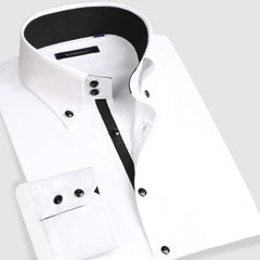 Showlu Fashion Store 0 White buckle 2186 / 38 Asian size M Men&#39;s Casual Shirt Long Sleeve Korean Trends Fashion Button-down Collared Shirt Business Dress Shirts Slim Fit Designer Shirts