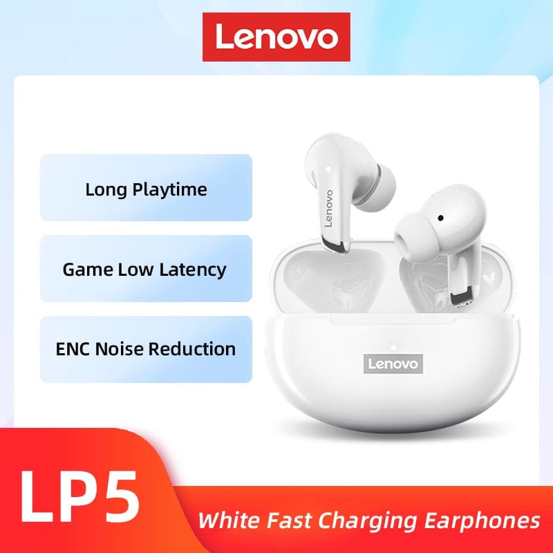 Showlu Fashion Store 0 White Fast charging 100% Original Lenovo LP5  Wireless Bluetooth Earbuds HiFi Music Earphone With Mic Headphones Sports Waterproof Headset 2021New