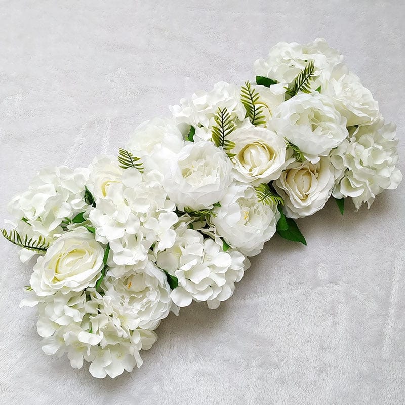 Showlu Fashion Store 0 White Luxury Wedding Road Cited Flowers Rose Peony Hydrangea Mix DIY Arched Door Flower Row Window T Station Wedding Decoration