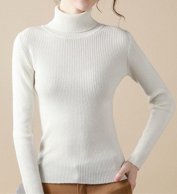 Showlu Fashion Store 0 WHITE / One Size Heliar Women Fall Turtleneck Sweater Knitted Soft Pullovers Cashmere Jumpers Basic Soft Sweaters For Women 2023 Autumn Winter