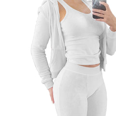 Showlu Fashion Store 0 White / S Luxurious Thick Fleece 3-Piece Sweatsuit