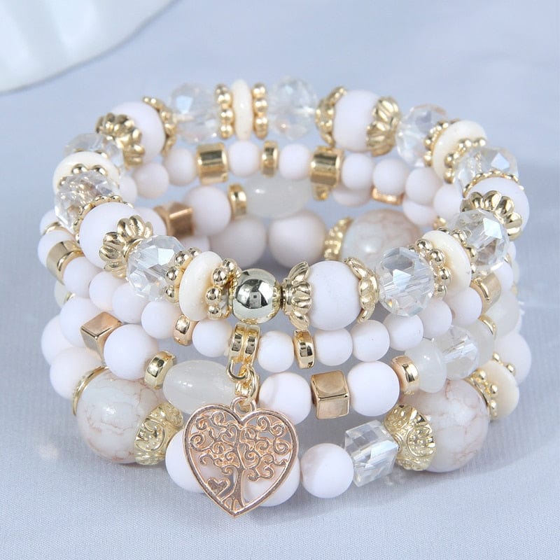 Showlu Fashion Store 0 white-tree 1 DIEZI Bohemian White Crystal Beads Strand Bracelets For Women Girls Ethnic Tree Of Life Charm Wrap Bracelet Pulseira Feminina