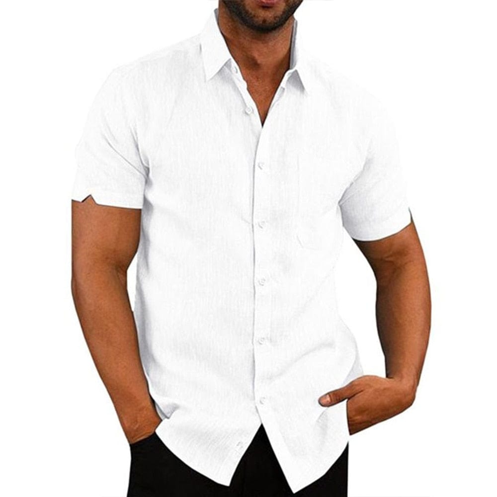  Showlu Fashion Store 0 White / US S 50-60 KG Summer Essential Cotton Linen Shirt