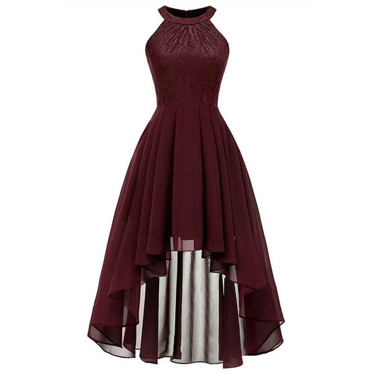 Showlu Fashion Store 0 wine red / 8 2022 wedding party dress prom gown fashion clothing Front short long back dark blue halter Bow Bridesmaid Dresses