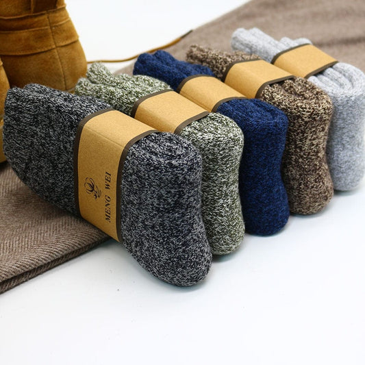  Showlu Fashion Store 0 Winter Men's Merino Wool Socks Super Thick Warm High Quality Harajuku Retro Snow Casual Antifreeze Cashmere Socks Men 3 Pair