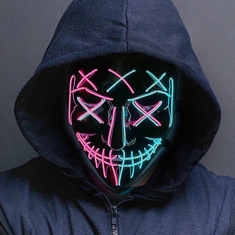  Showlu Fashion Store 0 Wireless Halloween Neon Led Purge Mask Masquerade Carnival Party Masks Light Luminous In The Dark Cosplay Costume Supplies