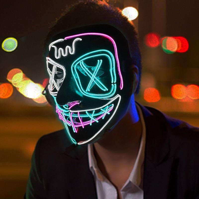  Showlu Fashion Store 0 Wireless Halloween Neon Led Purge Mask Masquerade Carnival Party Masks Light Luminous In The Dark Cosplay Costume Supplies