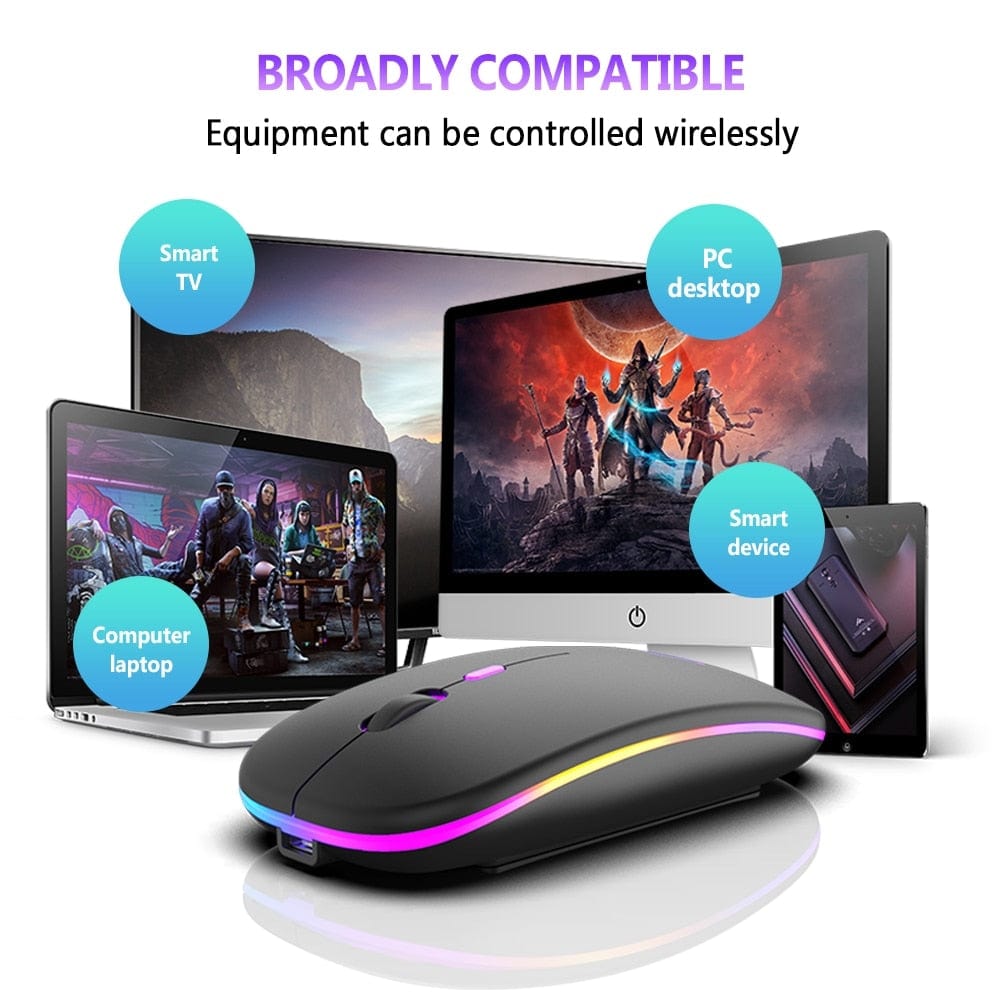  Showlu Fashion Store 0 Wireless Mouse Bluetooth and 2.4GHz Dual Modes Rechargeable RGB Ergonomic Silent Click for PC iPad Laptop Cell Phone TV